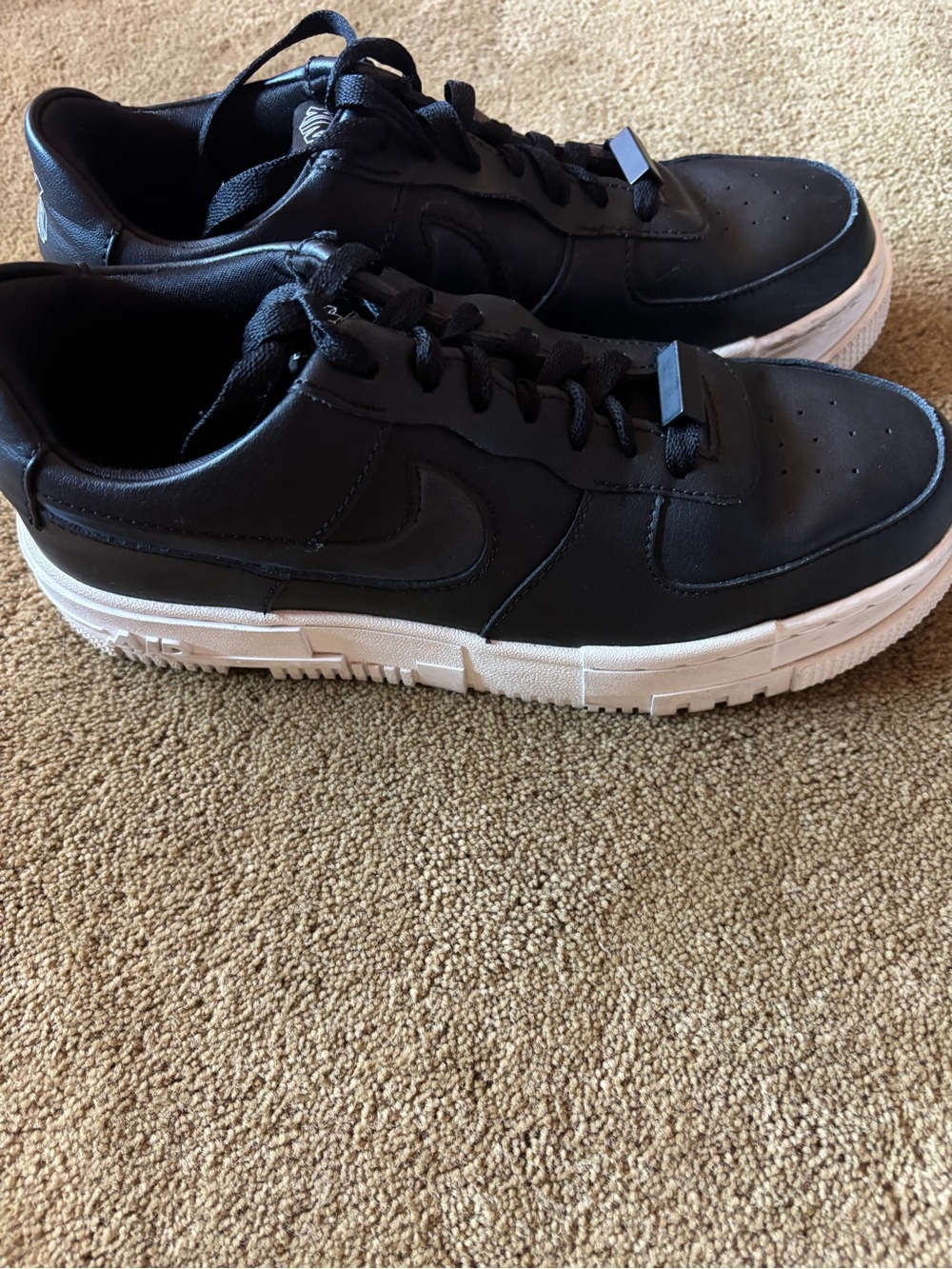 Women's Black Leather Low-Top Sneakers with White Sole
